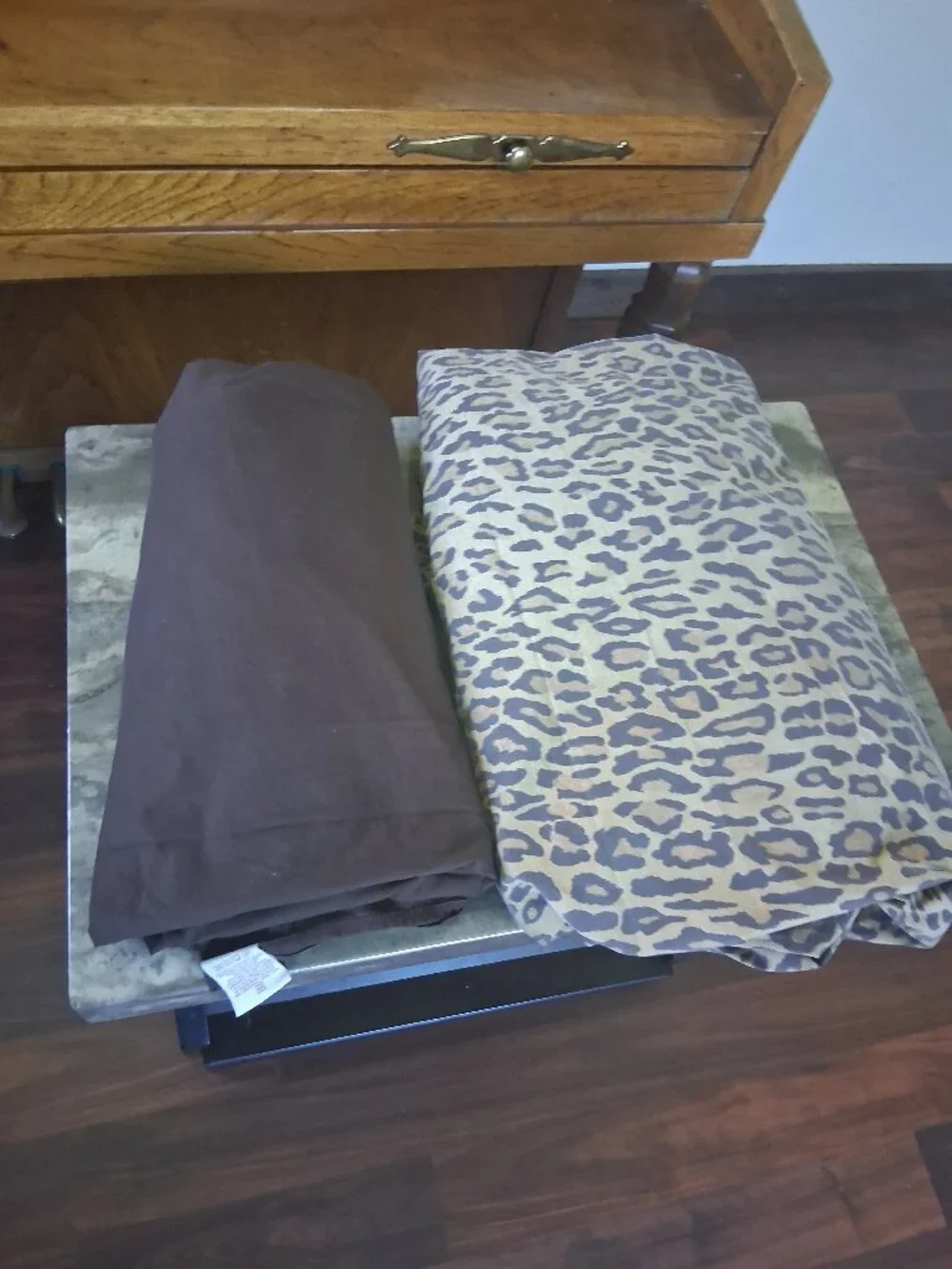Ralph Lauren Aragon Leopard Queen Fitted Plus RL Chocolate Brown Flat Sheet Set